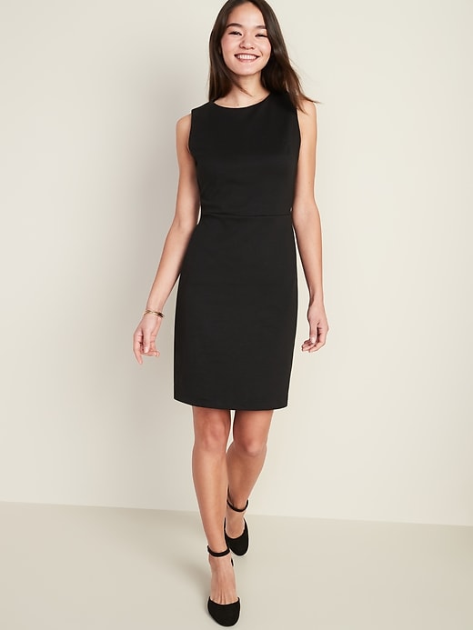 View large product image 1 of 2. Sleeveless Ponte-Knit Sheath Dress for Women