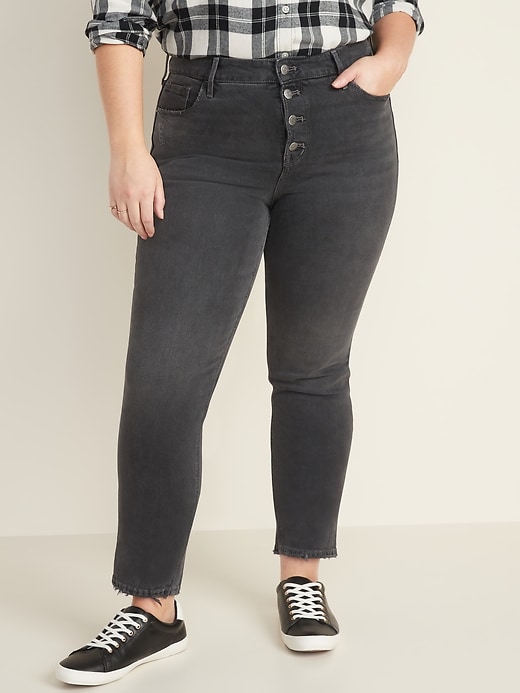 Image number 6 showing, High-Waisted Power Slim Straight Button-Fly Ankle Jeans for Women