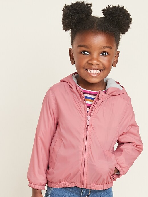View large product image 1 of 4. Water-Resistant Hooded Zip Jacket for Toddler Girls
