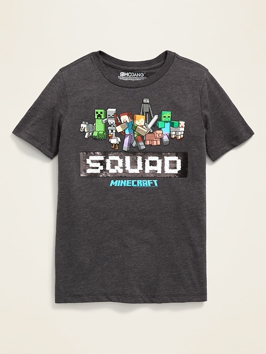 View large product image 1 of 3. Minecraft&#153 "Squad Goals" Flip-Sequin Graphic Tee For Boys