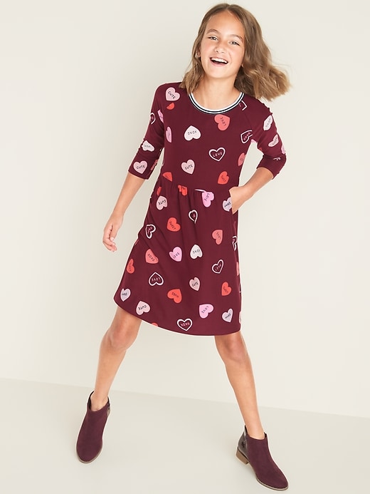 View large product image 1 of 1. Graphic Brushed Jersey Pocket Dress for Girls