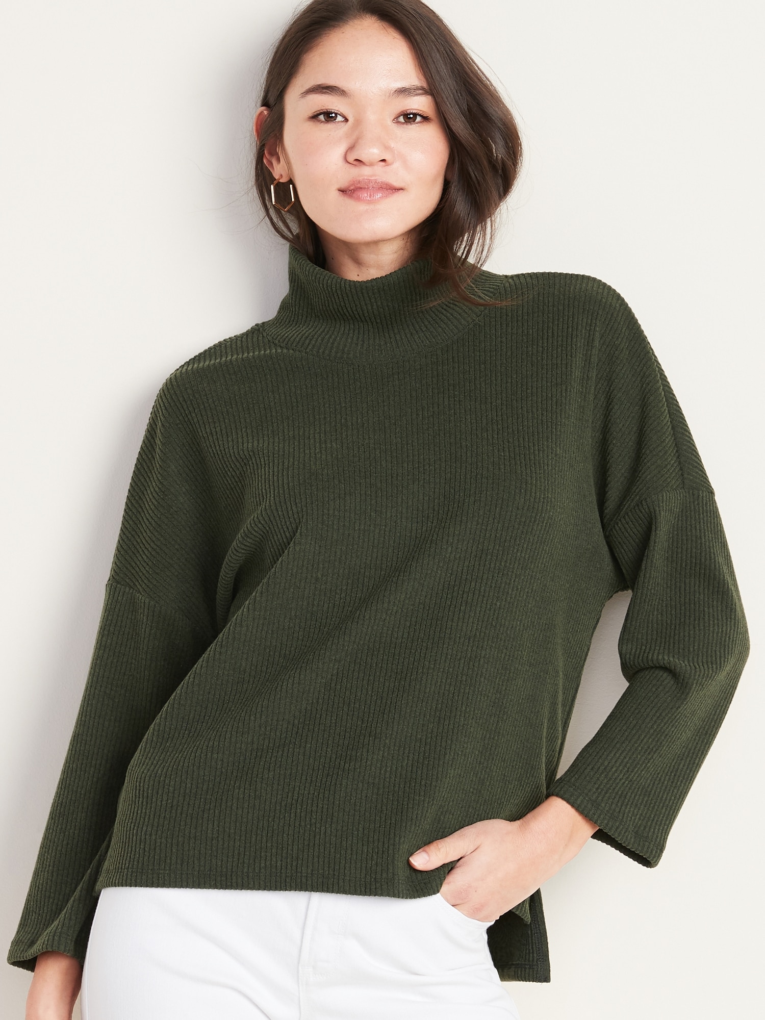 Brushed-Knit Mock-Neck Top for Women | Old Navy