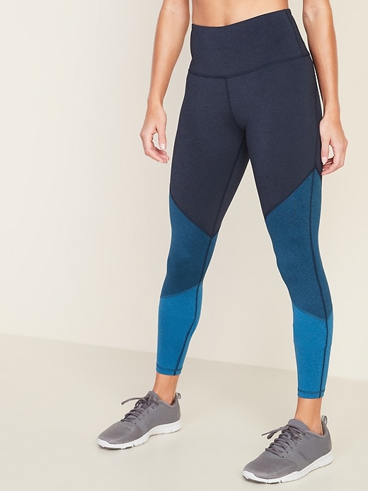 View large product image 1 of 1. High-Waisted Elevate Color-Blocked Compression Leggings for Women