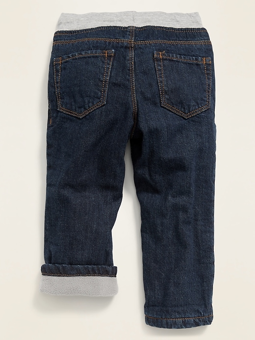View large product image 2 of 2. Rib-Knit Waist Performance Fleece-Lined Jeans for Toddler Boys