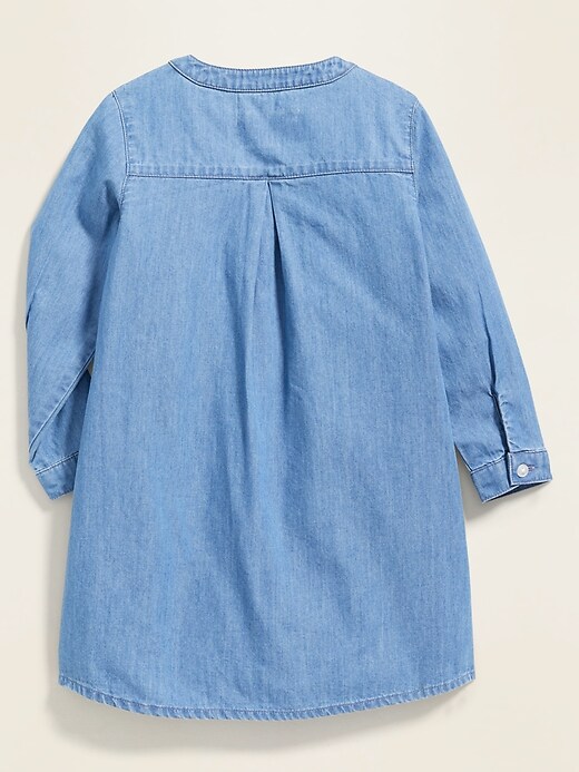 View large product image 2 of 3. Pintucked Chambray Popover Shirt Dress for Toddler Girls