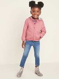 View large product image 3 of 4. Water-Resistant Hooded Zip Jacket for Toddler Girls