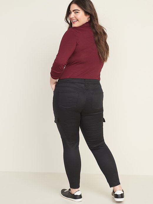 Image number 7 showing, Mid-Rise Sateen Rockstar Super Skinny Cargo Pants for Women