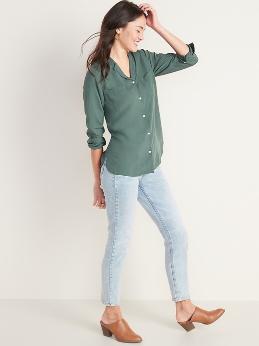 Image number 3 showing, Relaxed Utility Shirt for Women