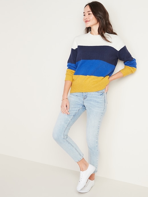 Image number 3 showing, Cozy Color-Block Bouclé Sweater for Women