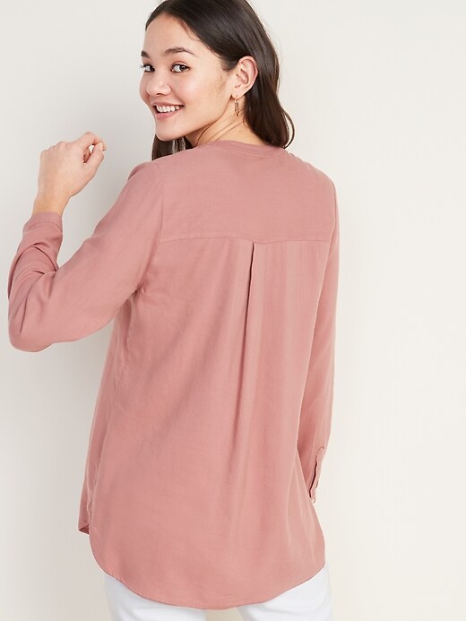 Image number 2 showing, Split-Neck Banded-Collar Tunic for Women