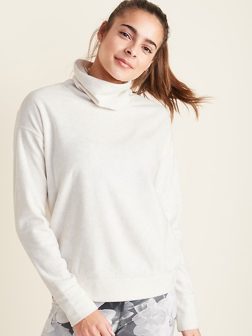 View large product image 1 of 1. Go-Warm Micro Performance Fleece Funnel-Neck Pullover for Women