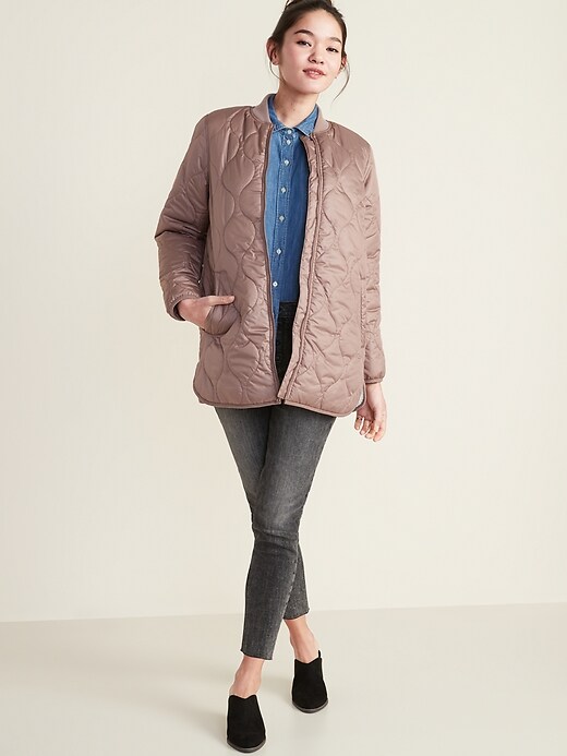 Image number 3 showing, Water-Resistant Sherpa-Lined Quilted Jacket for Women