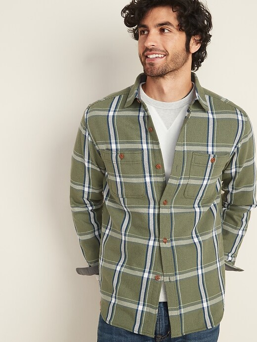 Old Navy Slim Fit Plaid Twill Shirts, $29, Old Navy