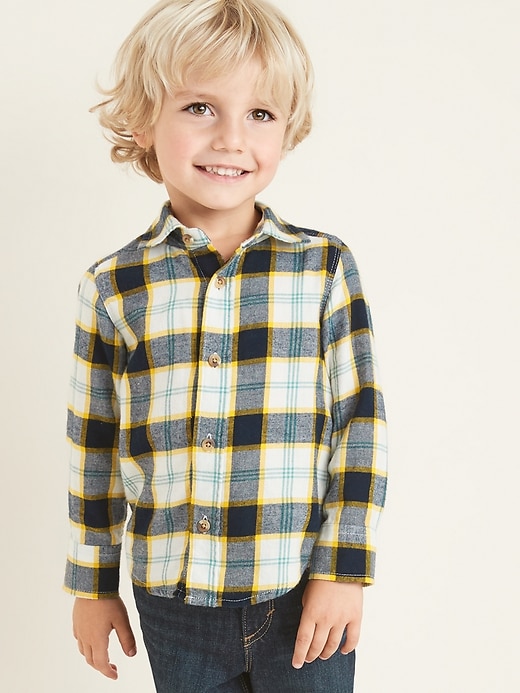 View large product image 1 of 4. Plaid Flannel Long-Sleeve Shirt for Toddler Boys