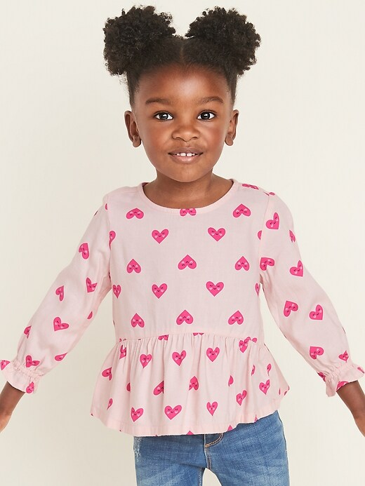 View large product image 1 of 4. Printed Peplum-Hem Blouse for Toddler Girls
