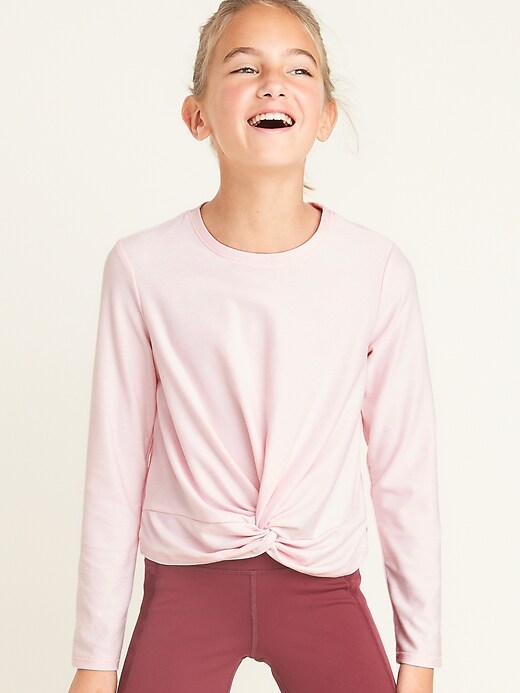 View large product image 1 of 4. Relaxed Go-Dry Knotted-Hem Top for Girls