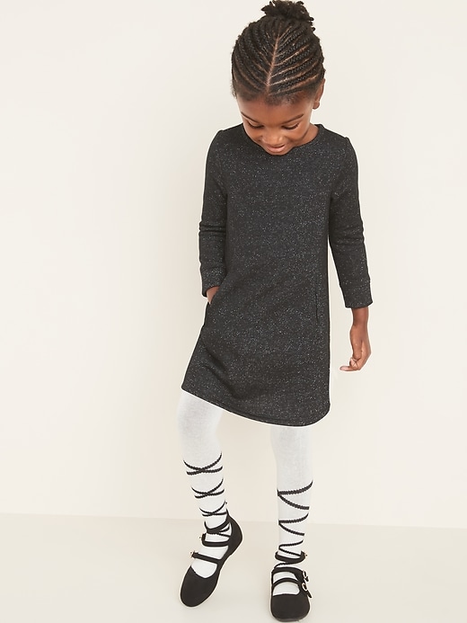 View large product image 1 of 3. Metallic Sweatshirt Shift Dress for Toddler Girls
