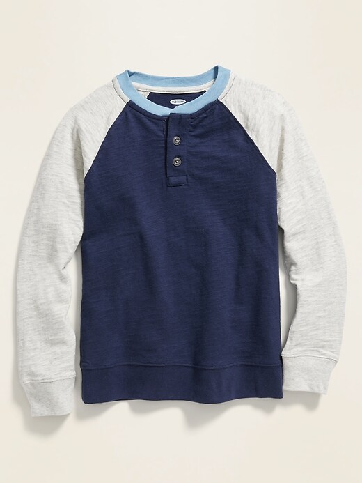 View large product image 1 of 1. Color-Blocked Thick-Knit Henley For Boys
