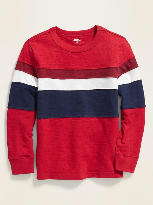View large product image 1 of 3. Color-Blocked Thick-Knit Long-Sleeve Tee For Boys