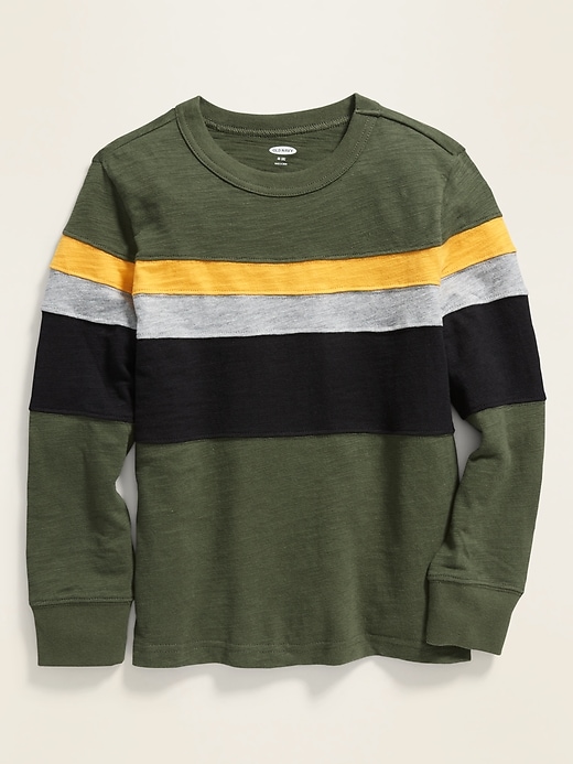 View large product image 1 of 1. Color-Blocked Thick-Knit Long-Sleeve Tee For Boys