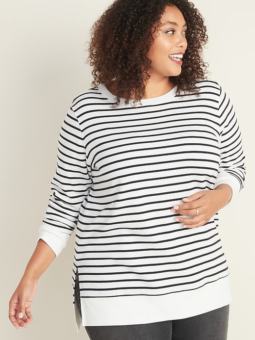 View large product image 1 of 1. French Terry Boyfriend Plus-Size Tunic Sweatshirt