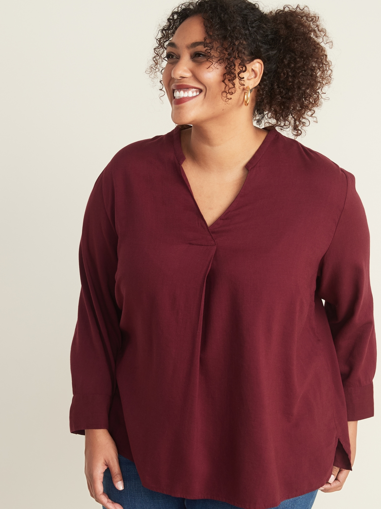 Relaxed Plus-Size Pleated-Front Top | Old Navy