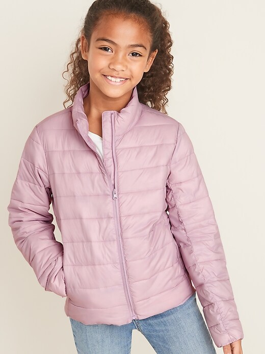 View large product image 1 of 4. Lightweight Packable Nylon Puffer Jacket for Girls