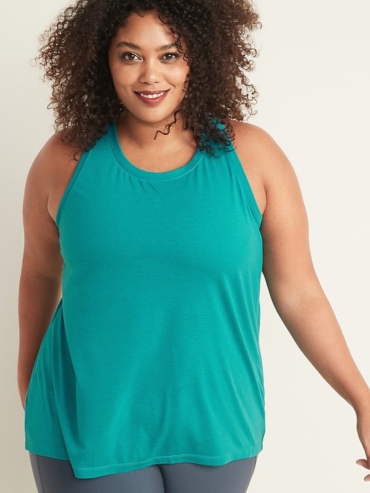 View large product image 1 of 1. Plus-Size Pleated-Back Performance Swing Tank