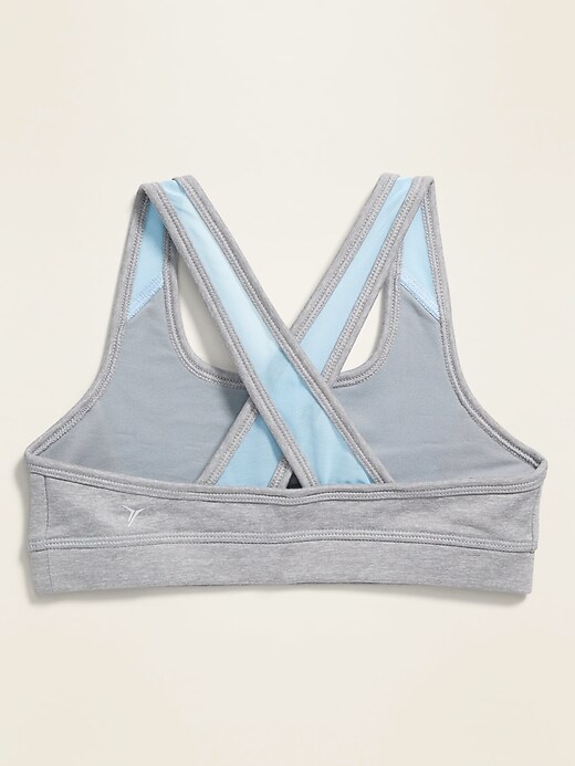 View large product image 2 of 2. Go-Dry Soft-Brushed Cross-Back Sports Bra for Girls