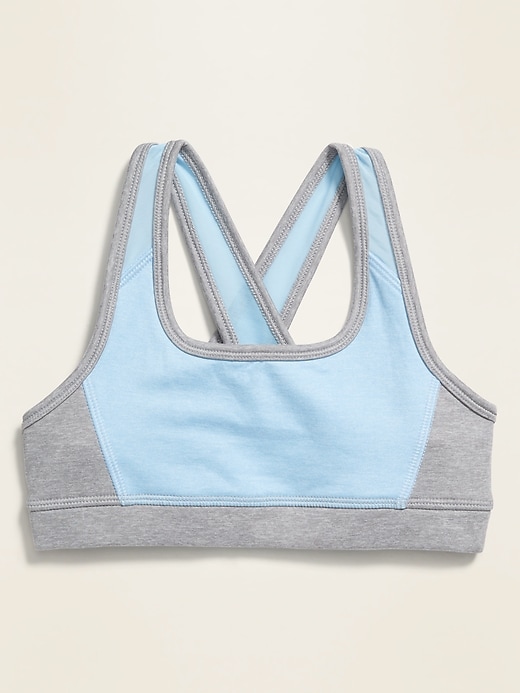 View large product image 1 of 2. Go-Dry Soft-Brushed Cross-Back Sports Bra for Girls