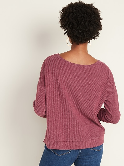 Image number 2 showing, Relaxed Twist-Front Rib-Knit Top for Women