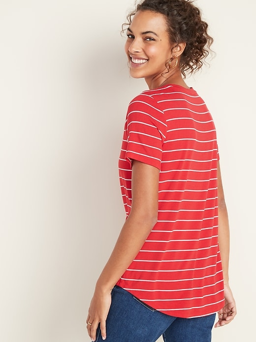 Image number 2 showing, Luxe Striped Crew-Neck Tee for Women