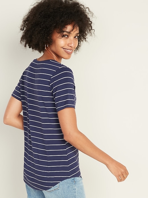 Image number 2 showing, Luxe V-Neck Striped Tee for Women
