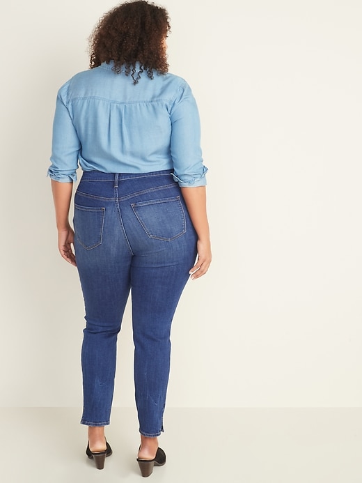 Image number 2 showing, High-Waisted Secret-Slim Pockets Plus-Size Slit-Hem Rockstar Super Skinny Jeans