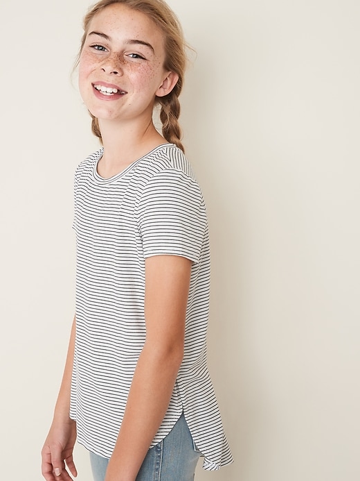 View large product image 1 of 2. Luxe Striped Tulip-Hem Tunic Tee for Girls