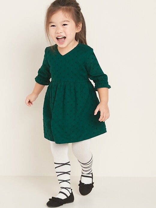 View large product image 1 of 3. Clip-Dot 3/4-Sleeve Dress for Toddler Girls