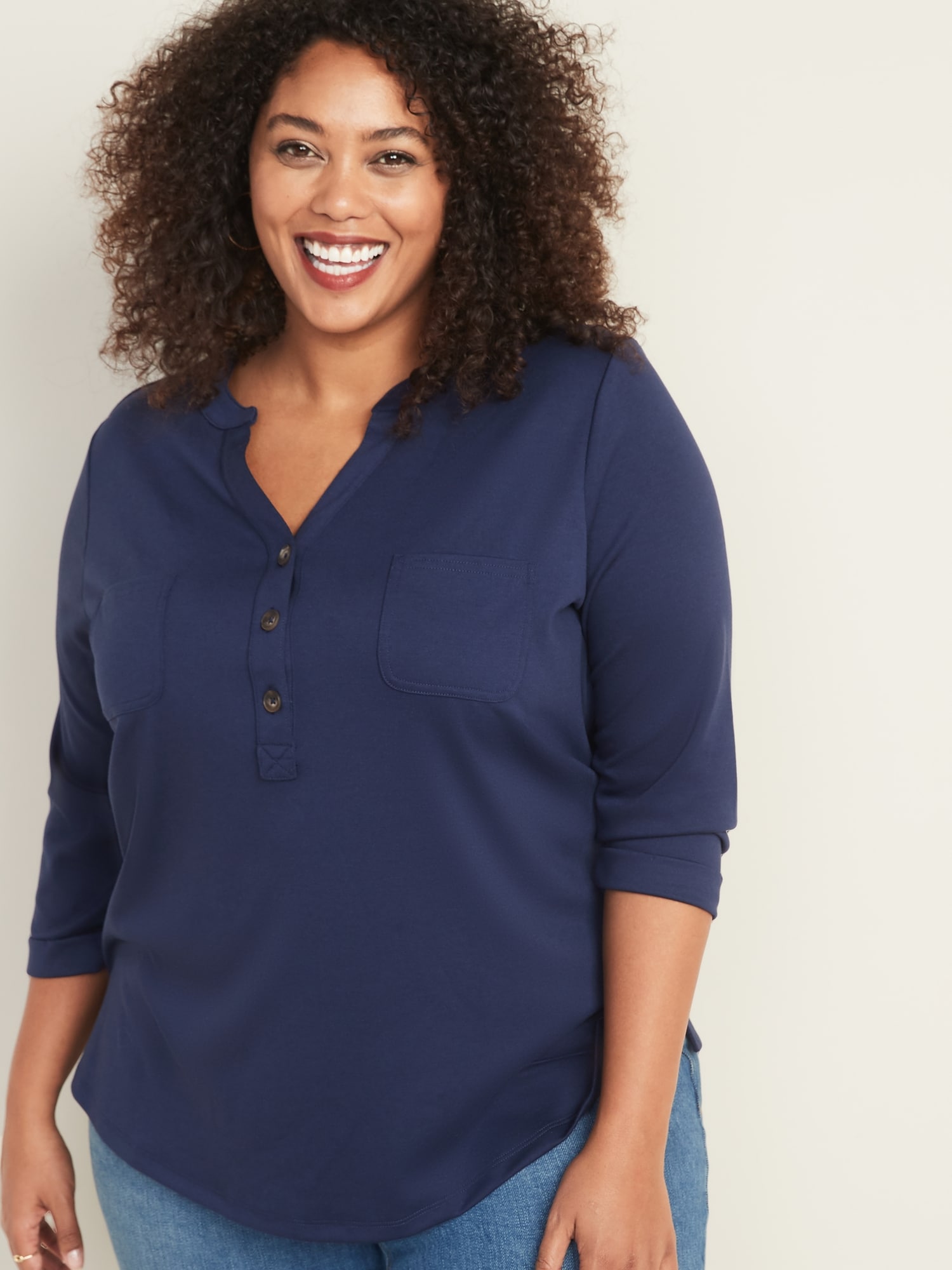 Relaxed Plus-Size Bracelet-Sleeve Utility Shirt | Old Navy