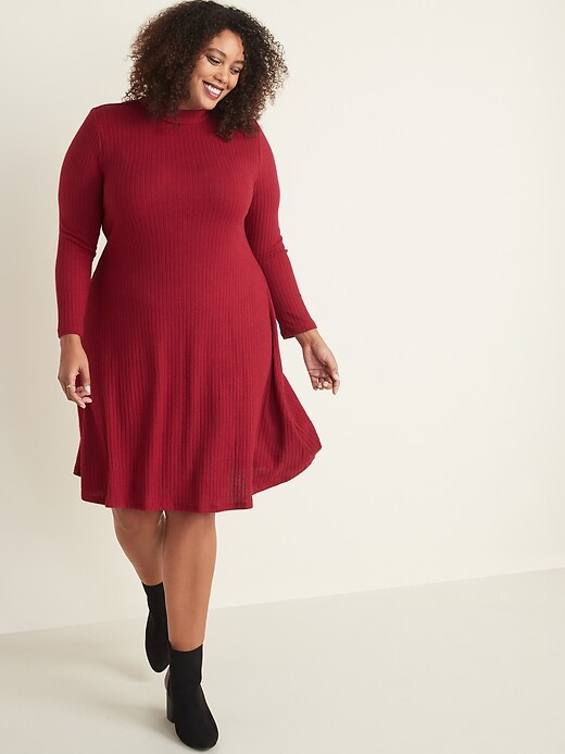 Rib Knit Plus Size Mock Neck Swing Dress Old Navy 1780