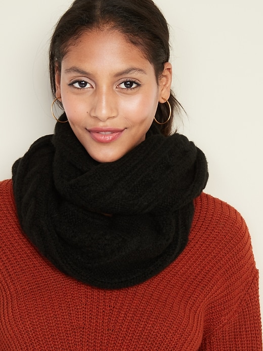 View large product image 1 of 2. Soft-Brushed Cable-Knit Infinity Scarf for Women