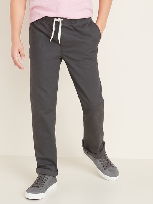 View large product image 1 of 1. Elasticized Waist Pull-On Twill Pants For Boys