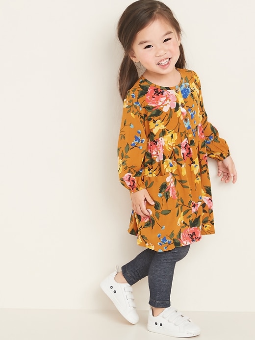 View large product image 1 of 3. Floral Henley Swing Dress for Toddler Girls