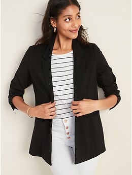 Gracious Girl Mardela New Womens 5 Button Front Ponte Bold Shoulder Ladies Blazer Jacket Coat