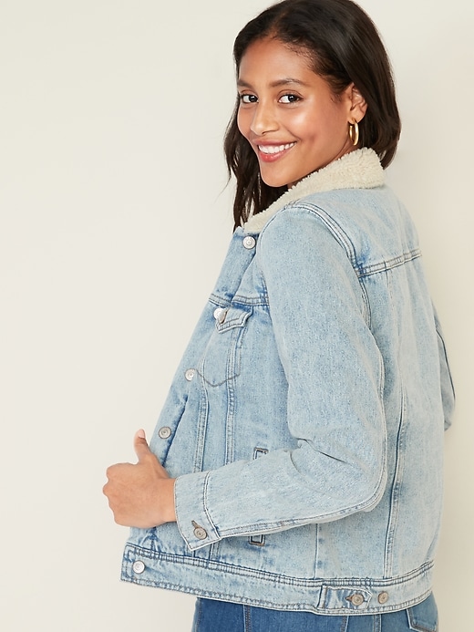 Image number 2 showing, Sherpa-Lined Jean Jacket For Women