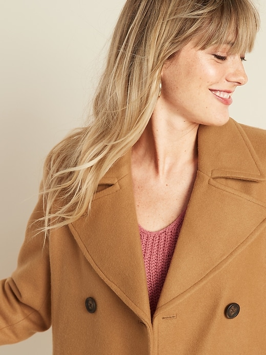 Image number 4 showing, Long Soft-Brushed Peacoat for Women