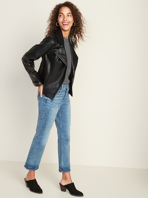 Image number 3 showing, Faux-Leather Moto Jacket for Women