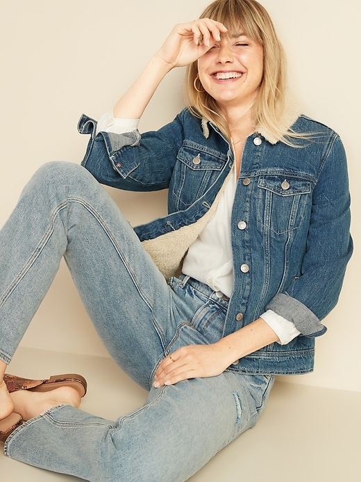 Image number 4 showing, Sherpa-Lined Jean Jacket For Women
