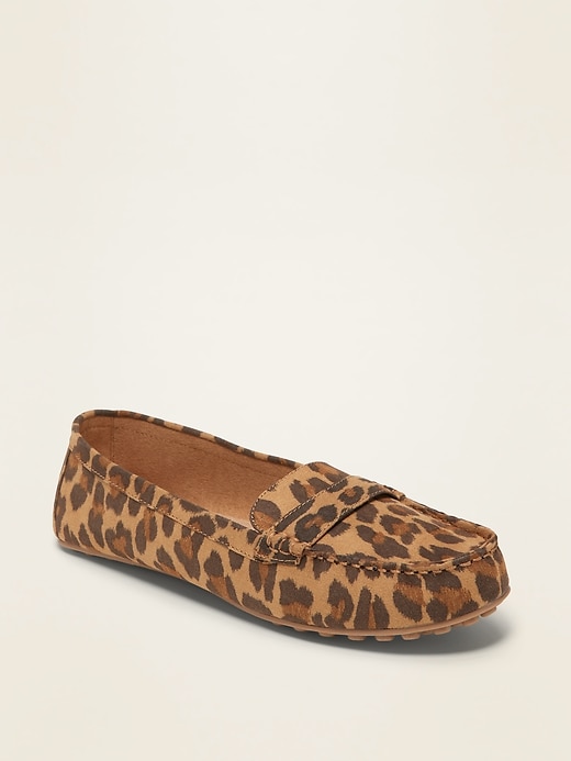 Image number 1 showing, Leopard-Print Faux-Suede Driving Moccasins