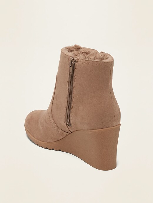 Image number 4 showing, Faux-Suede Wedge Ankle Boots for Women