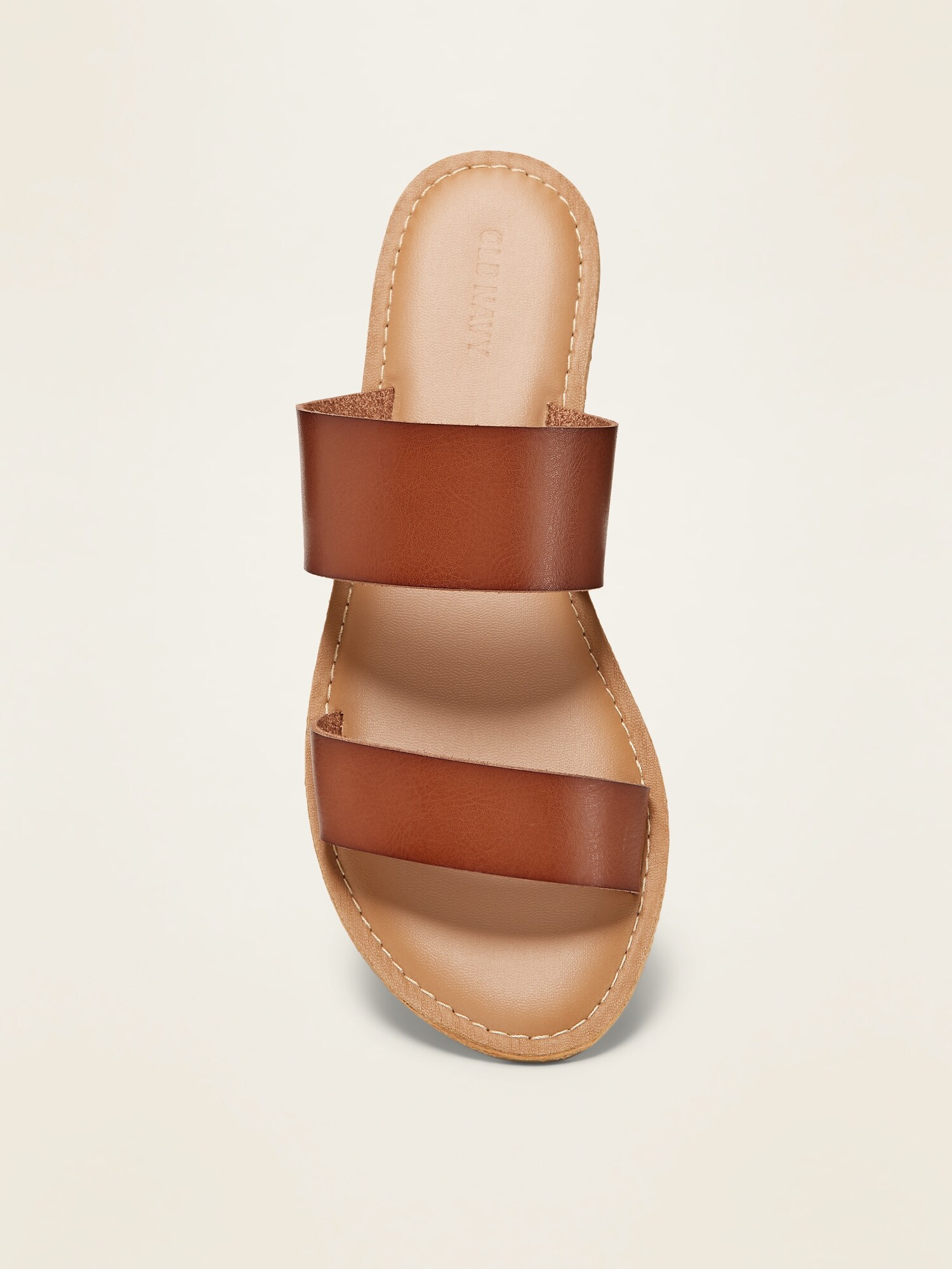 Faux Leather Double Strap Slide Sandals for Women Old Navy