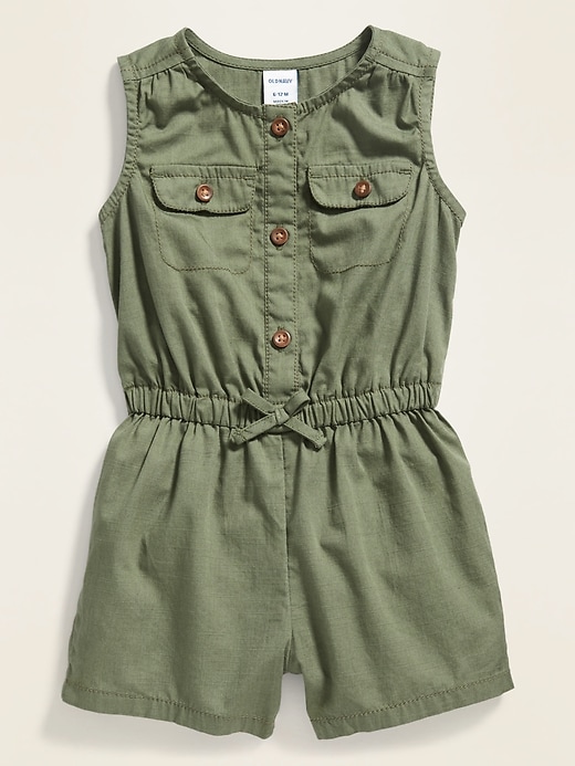 View large product image 1 of 2. Sleeveless Utility Romper for Baby